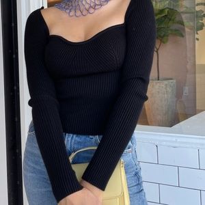 Sweetheart Neckline Long Sleeve Top